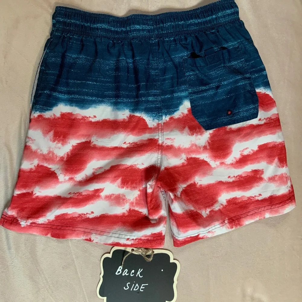 Board Shorts Red White Blue No Tags Fits like Sz M Swim Beach Surf Resort